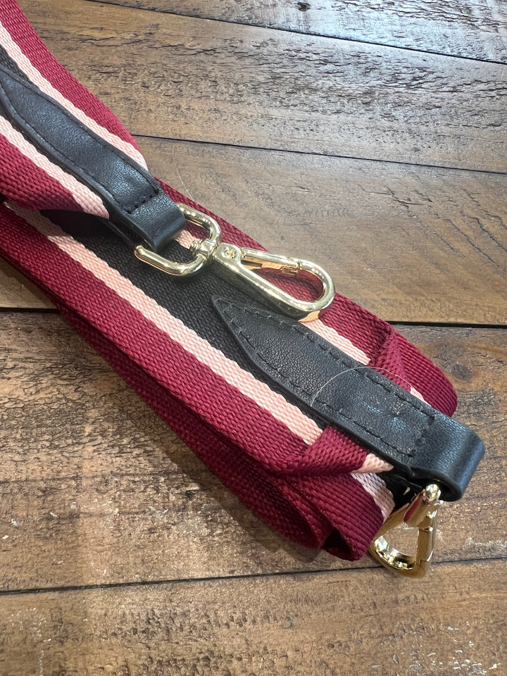 Kerry Crossbody Strap In burgundy, pink & black