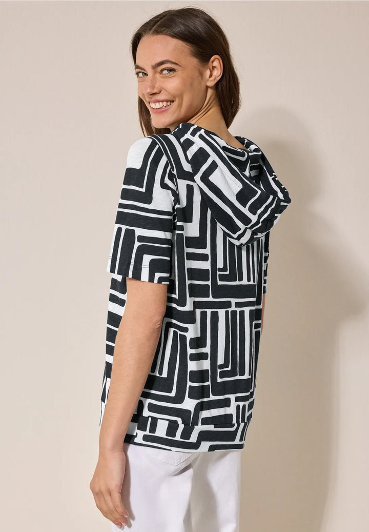 Cecil Geometric Print Hoodie In Universal Blue