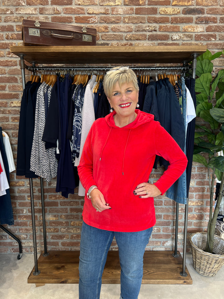 Cecil Cord Hoodie In Fiery Red