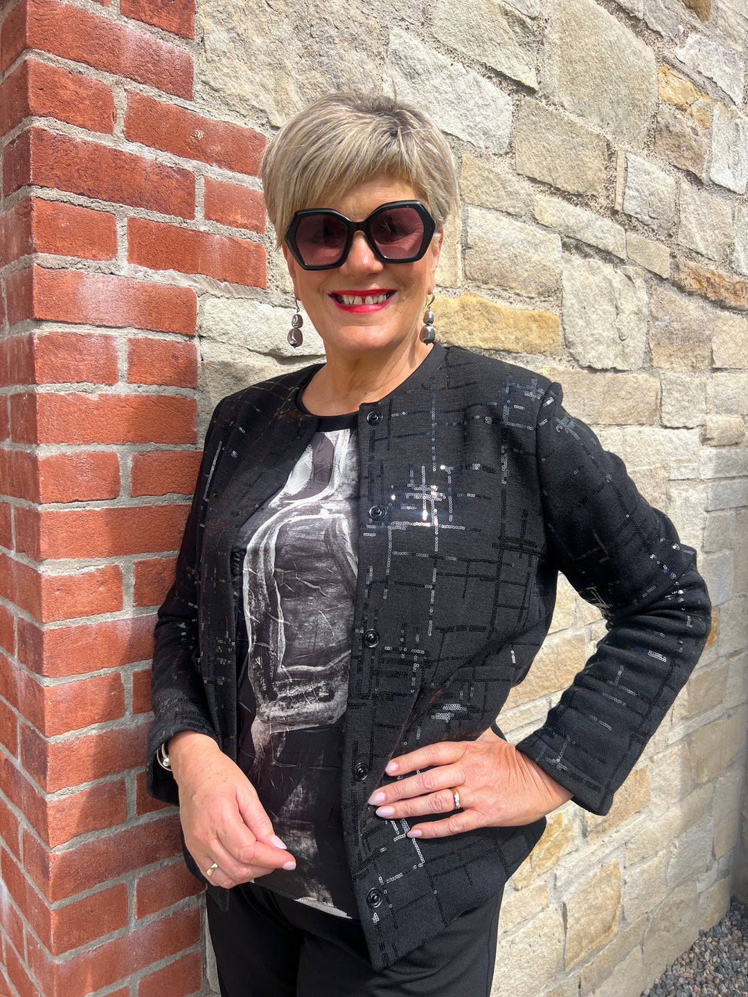 Peruzzi Sequin Pattern Jacket In Black