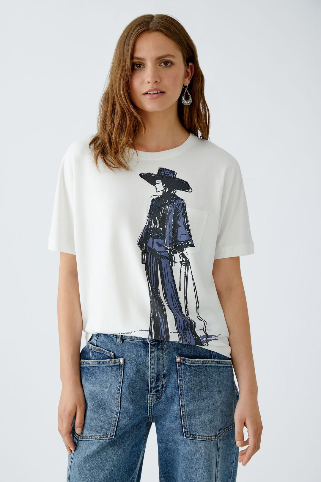 Oui Motif T-shirt In Cloud Dancer