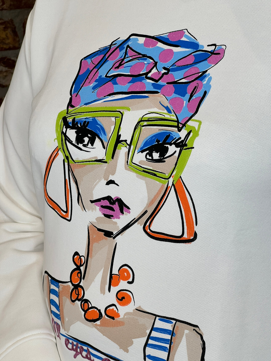 Milano Italy Lady Print Sweatshirt In Off White
