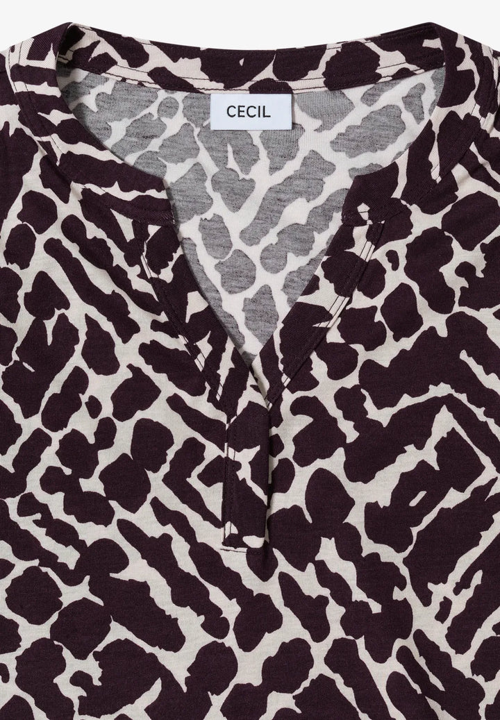 Cecil Split Neck Top In Eggplant Red