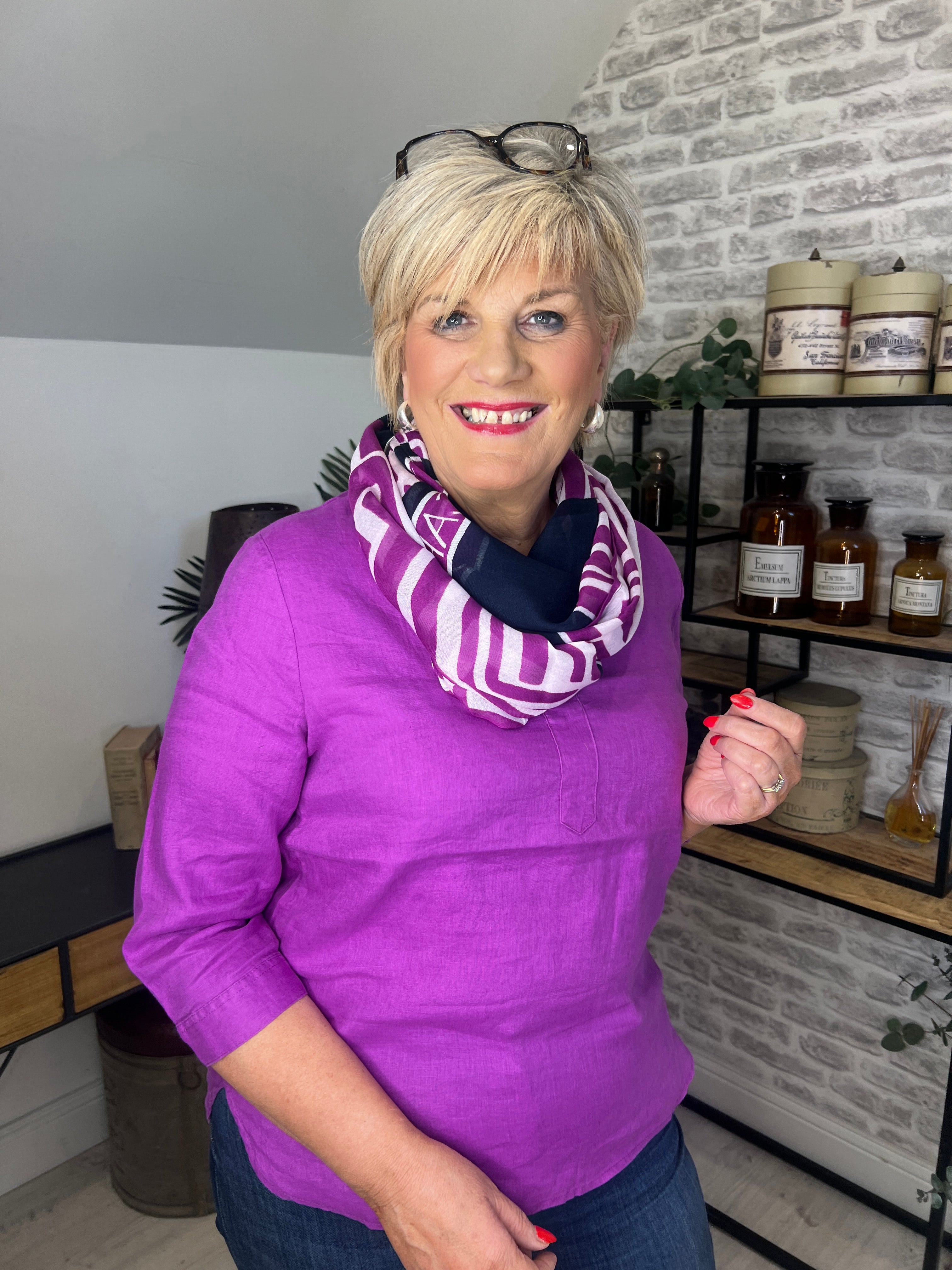 Cecil Linen Blouse In Magenta