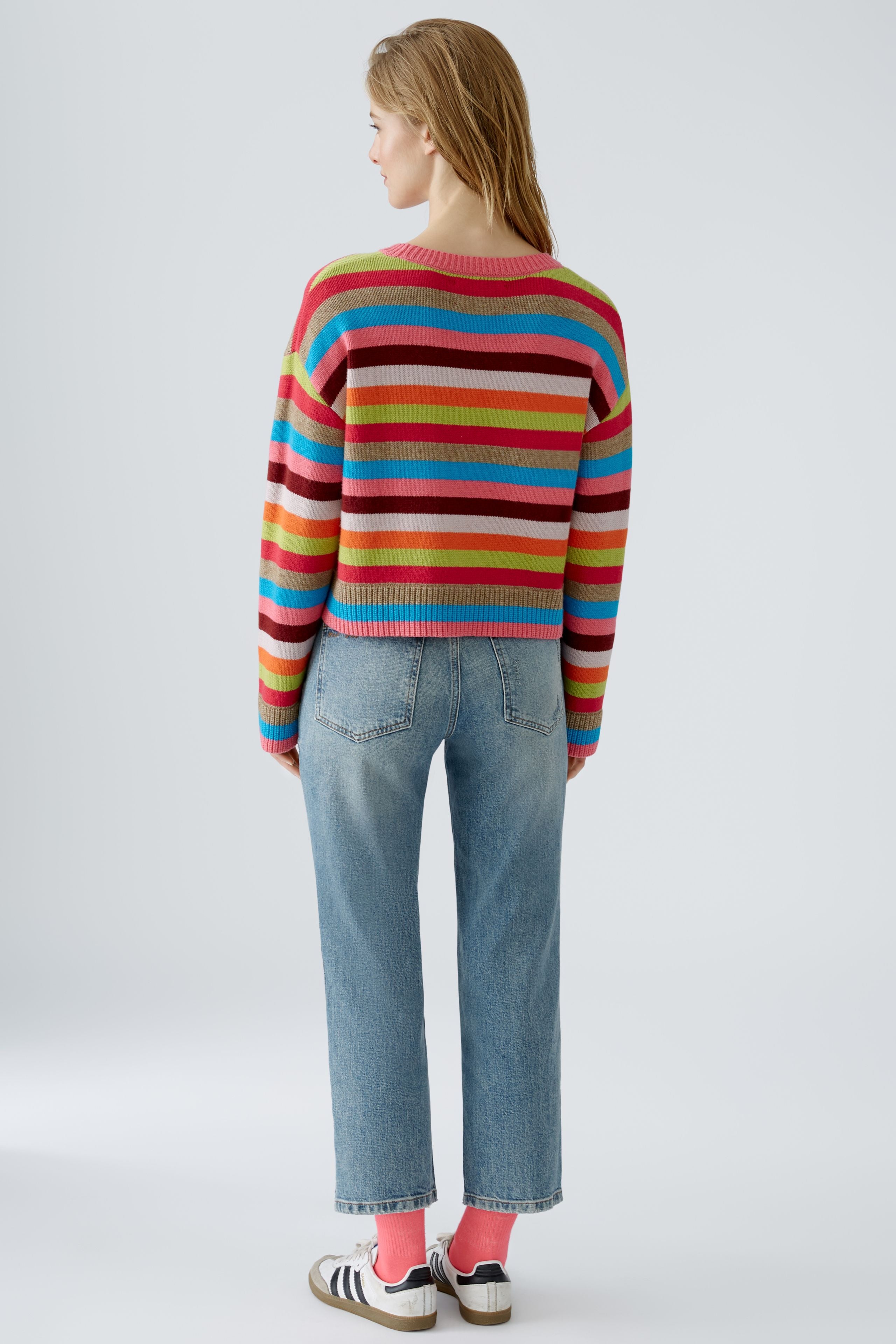 Oui Knitted Striped Jumper In Multi