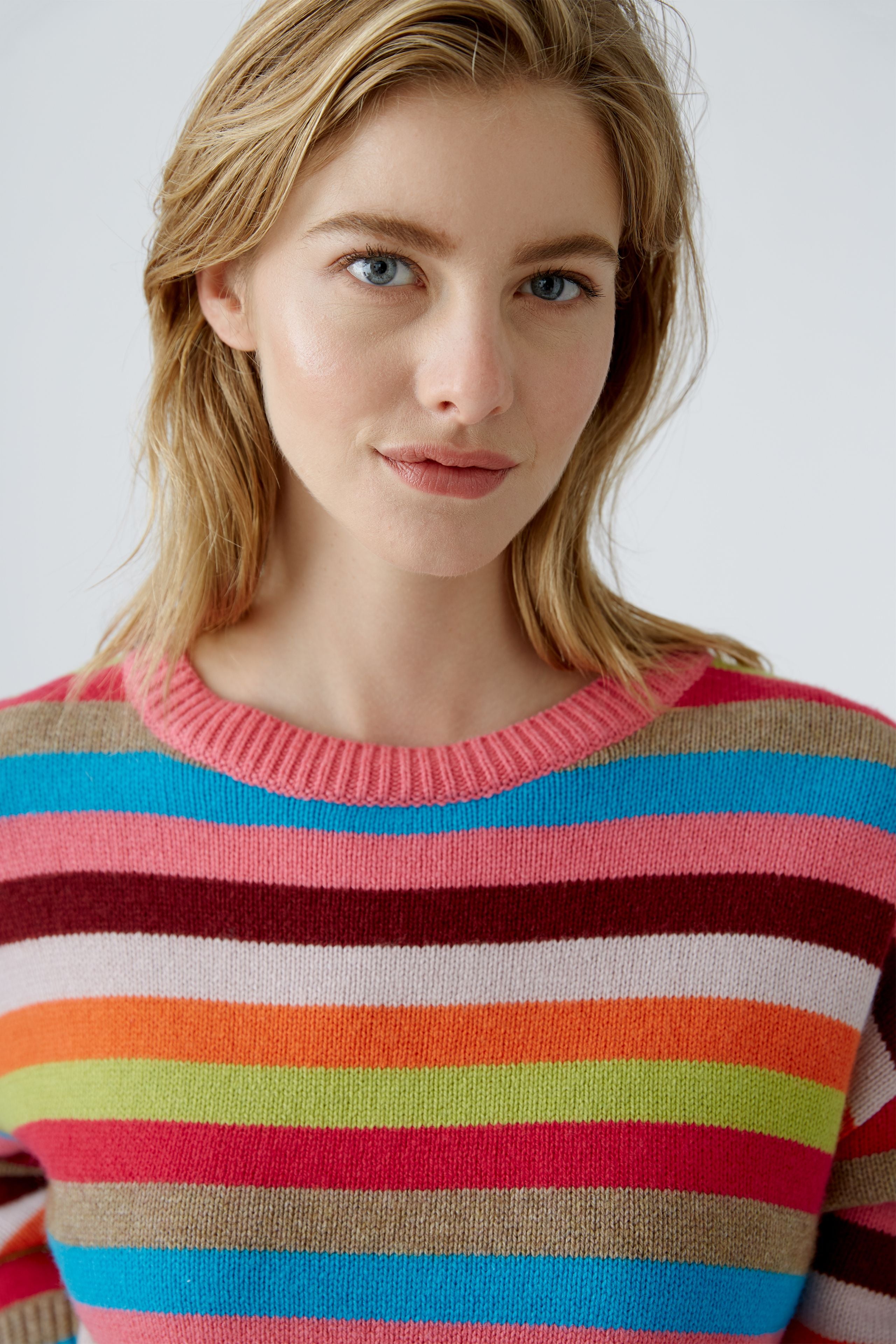 Oui Knitted Striped Jumper In Multi