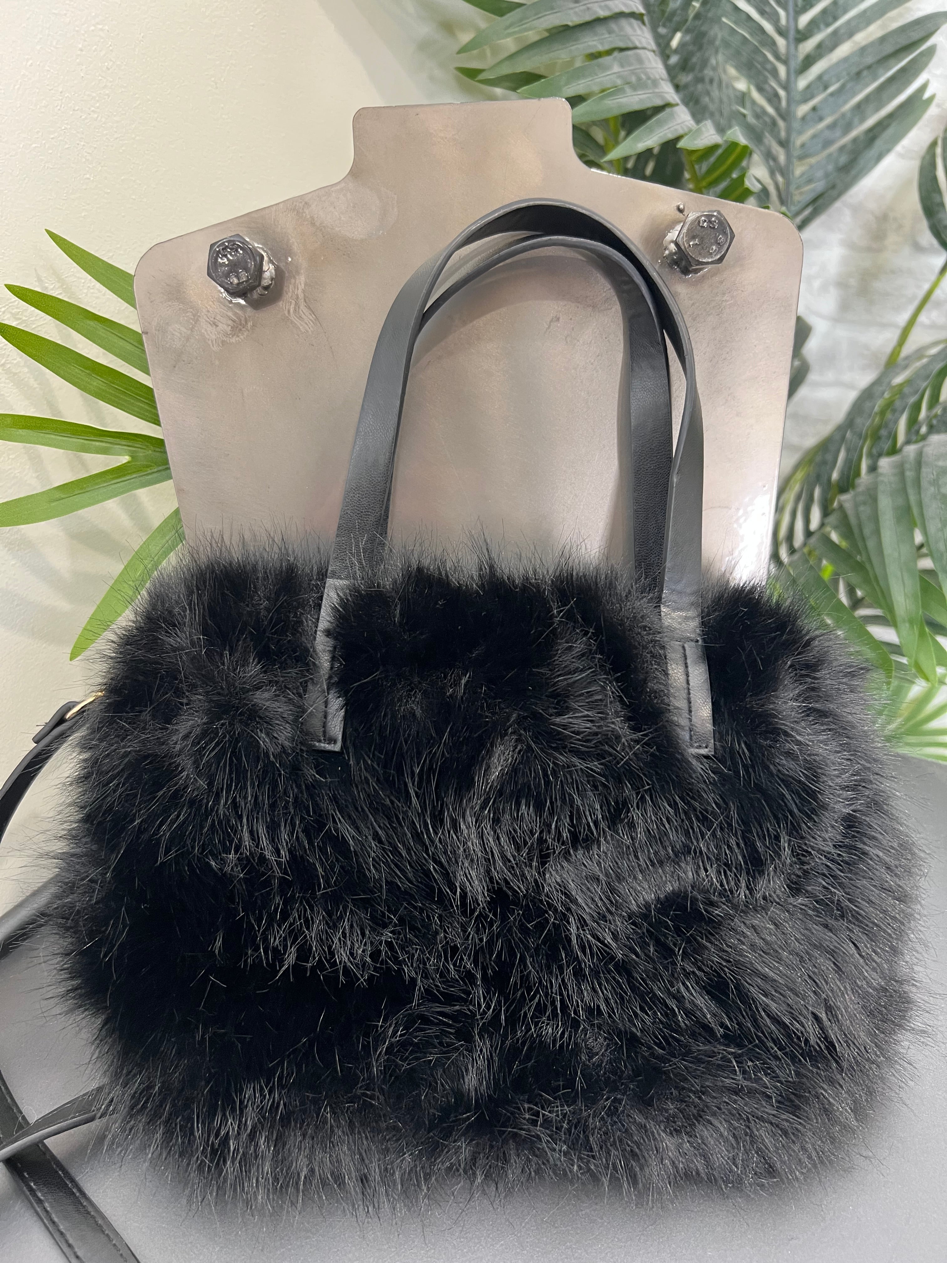 Olivia Mini Faux Fur Bag in Black