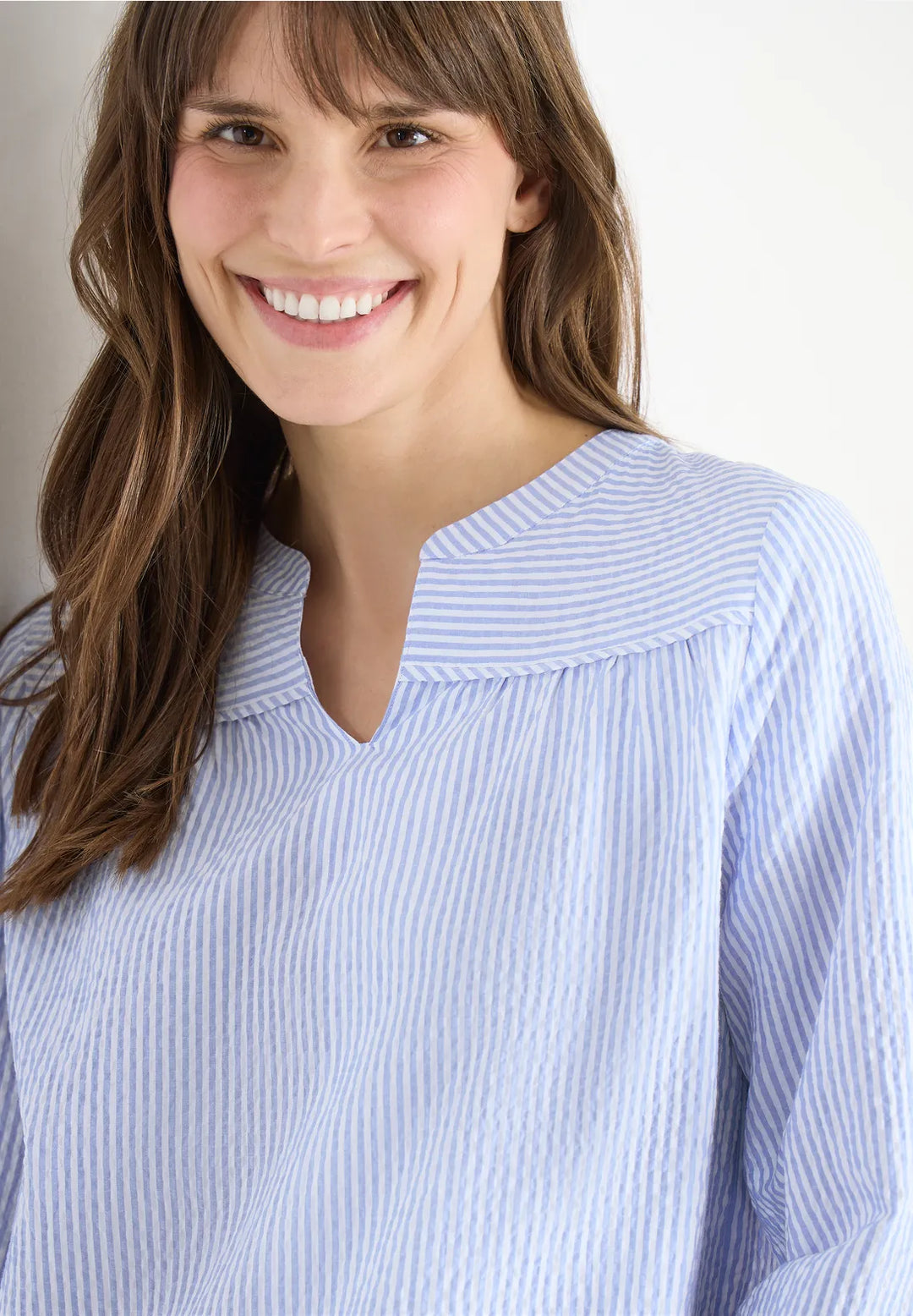 Cecil seersucker Striped Blouse In blouse blue