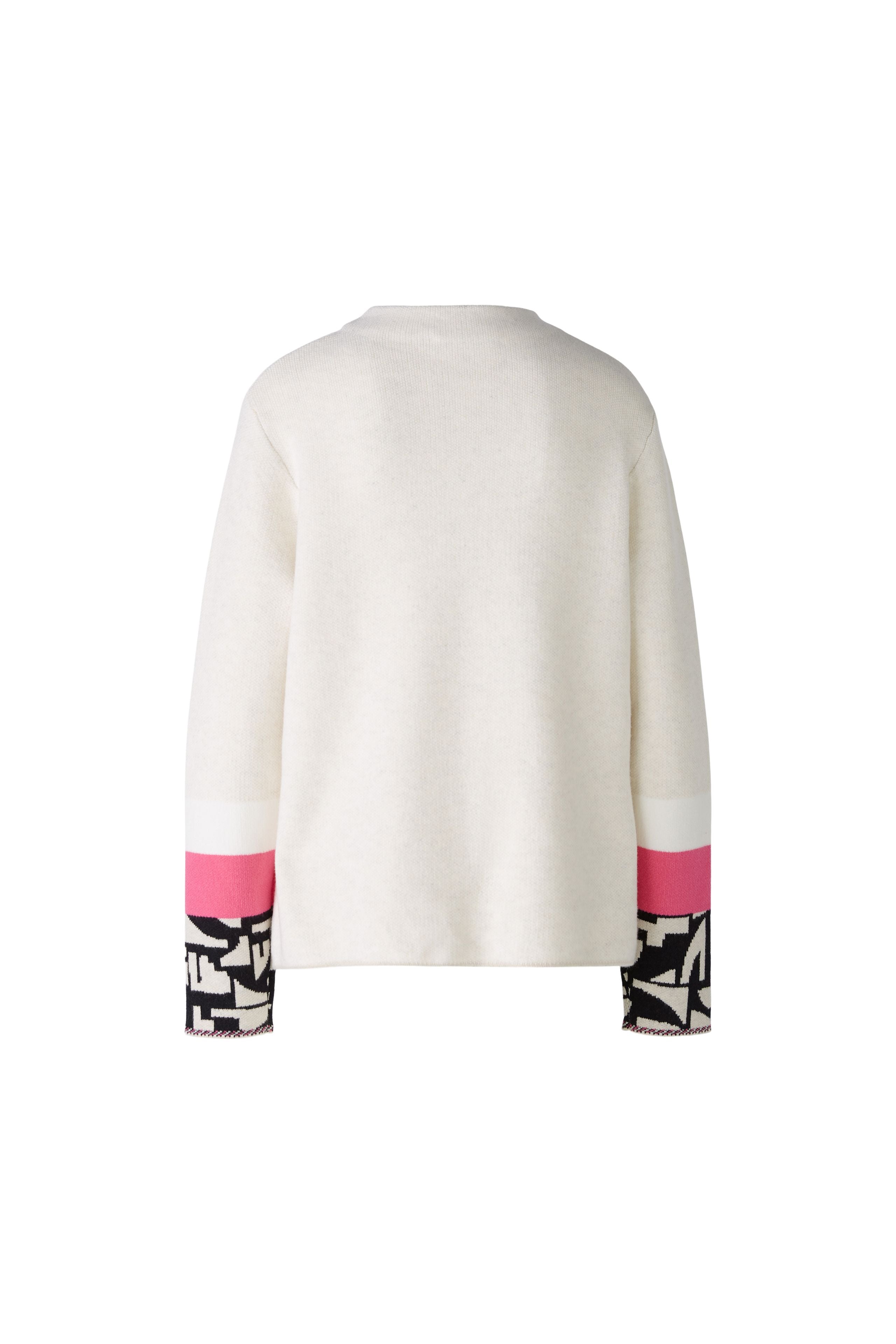 Oui Jumper With Jacquard Sleeve In Off White