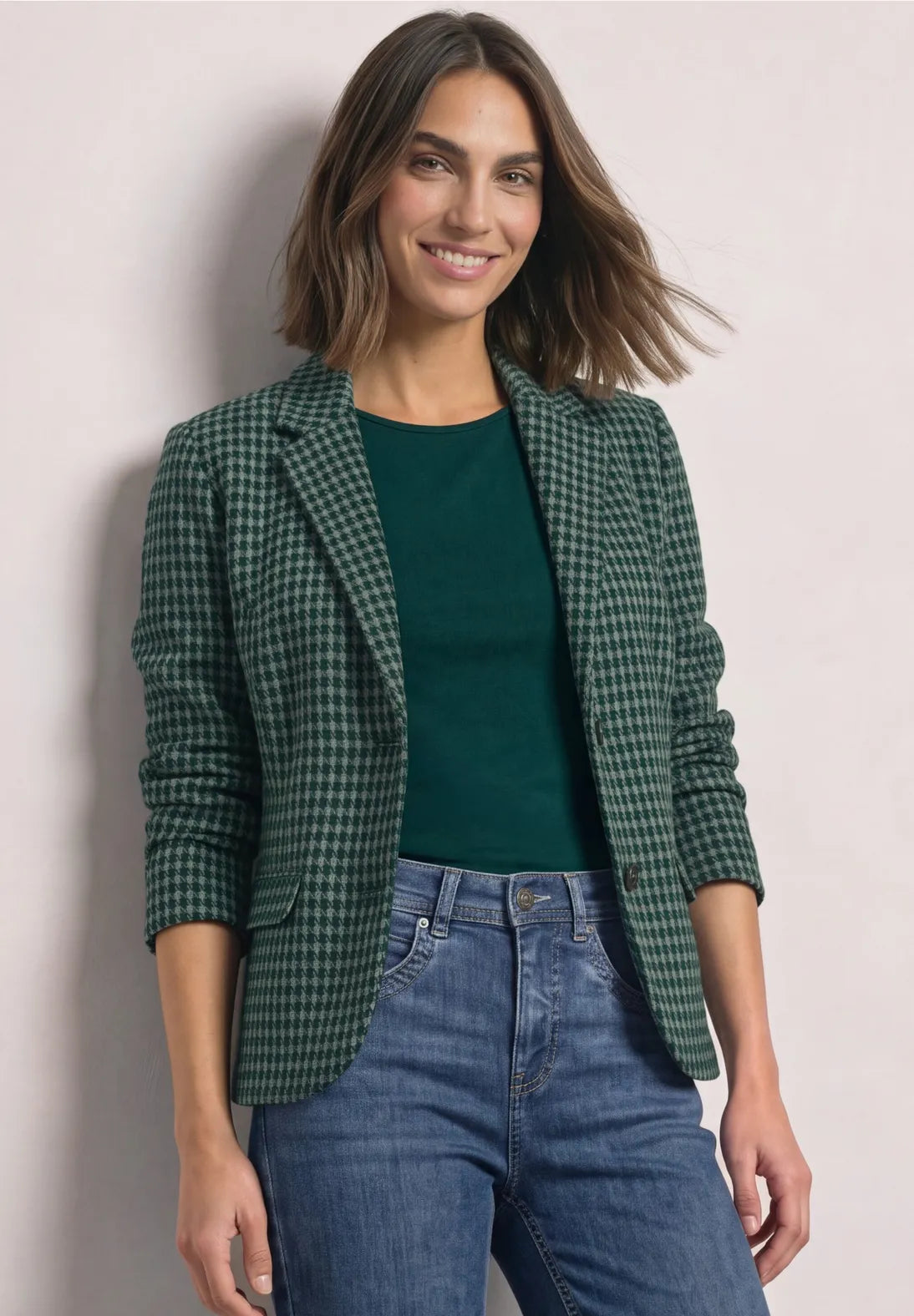 Checked blazer in stormy green