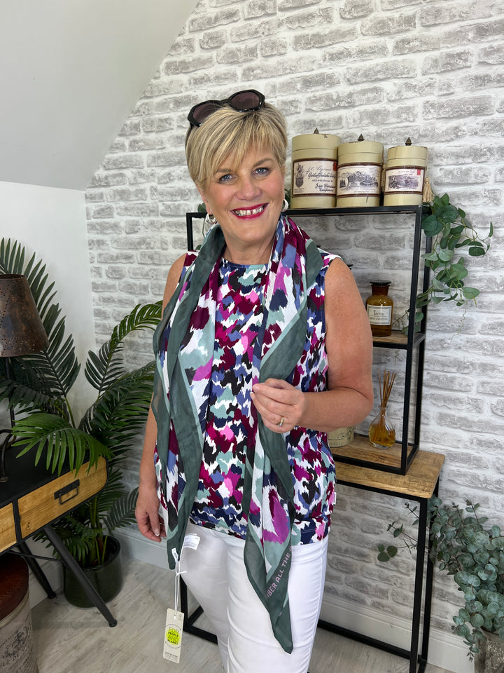 Cecil Patterned Sleeveless Top In Vanilla White