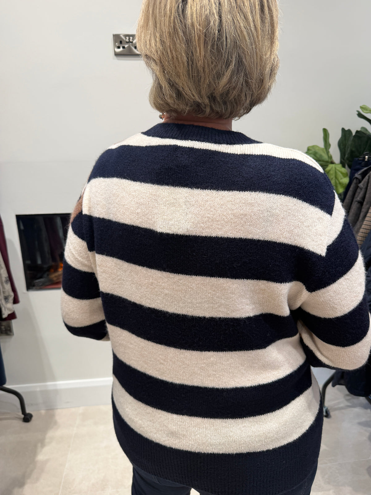 Striped patterned jumper in dark blue
