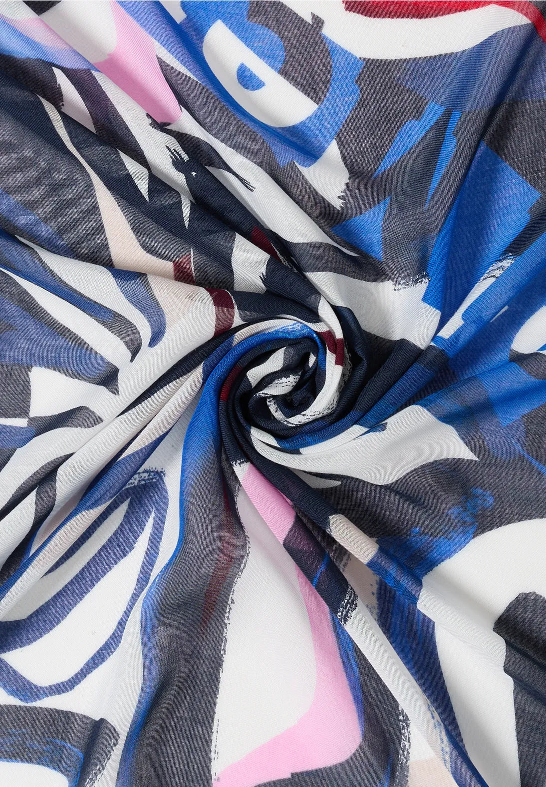 Cecil print multi scarf In universal blue