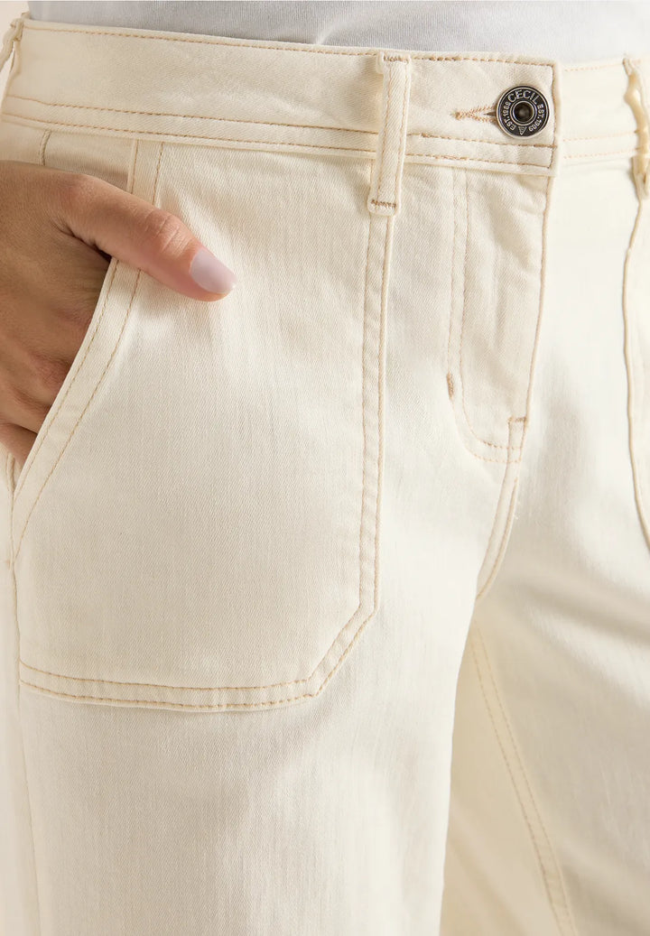 Cecil Neele Patch Pocket Jeans In Pearl Beige