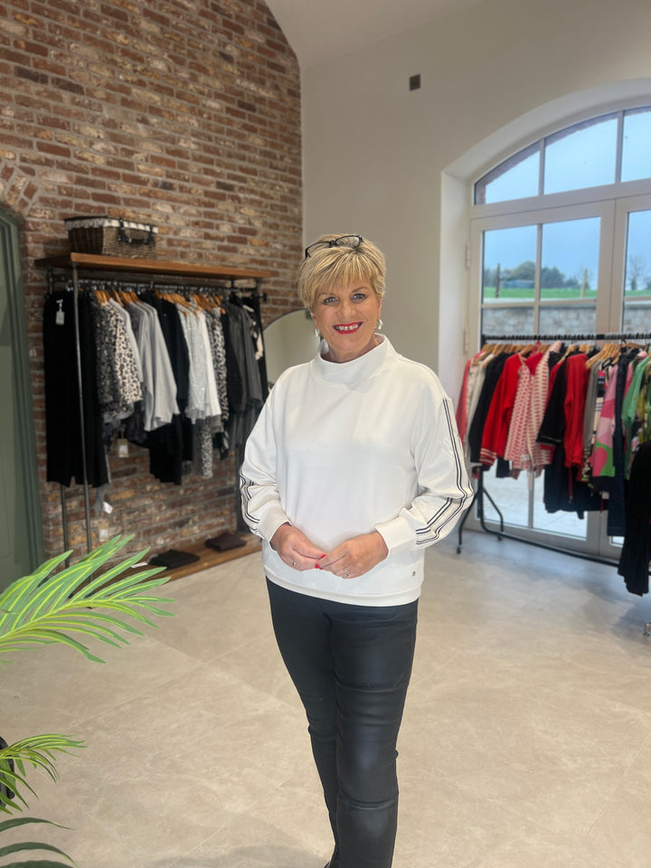 Monari Sweatshirt With Stripe In Almond