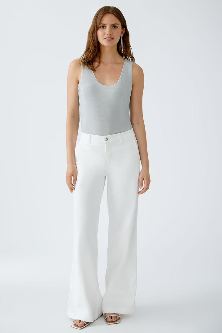 Oui Shiny Tank Top In Silver