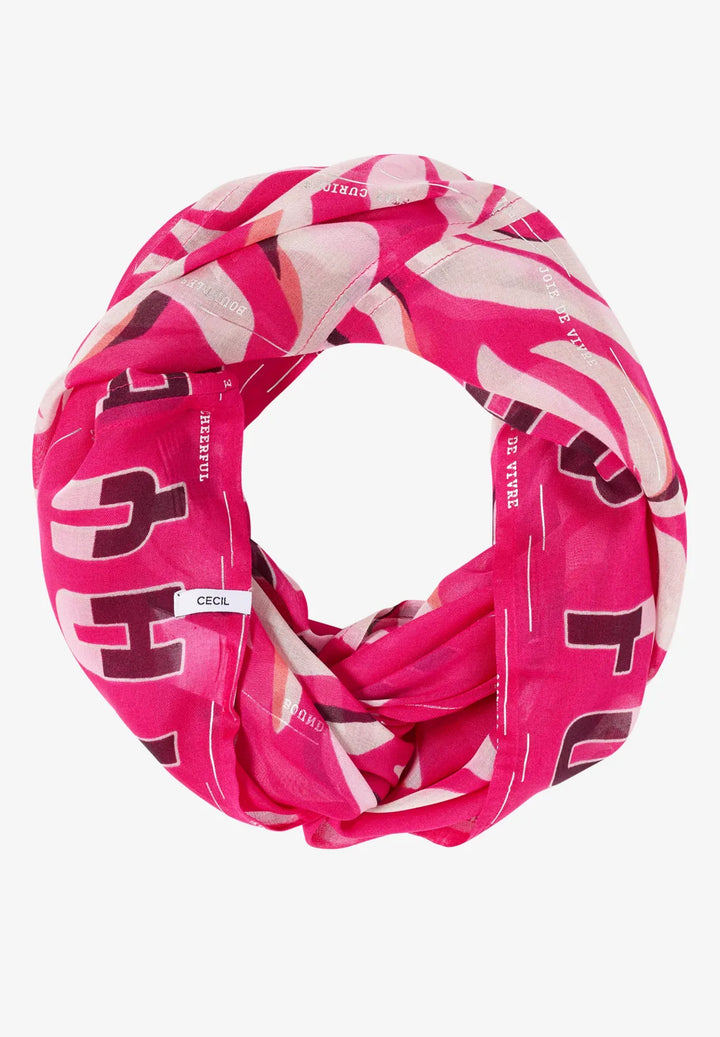 Cecil foil patterned Loop Snood In beetroot pink