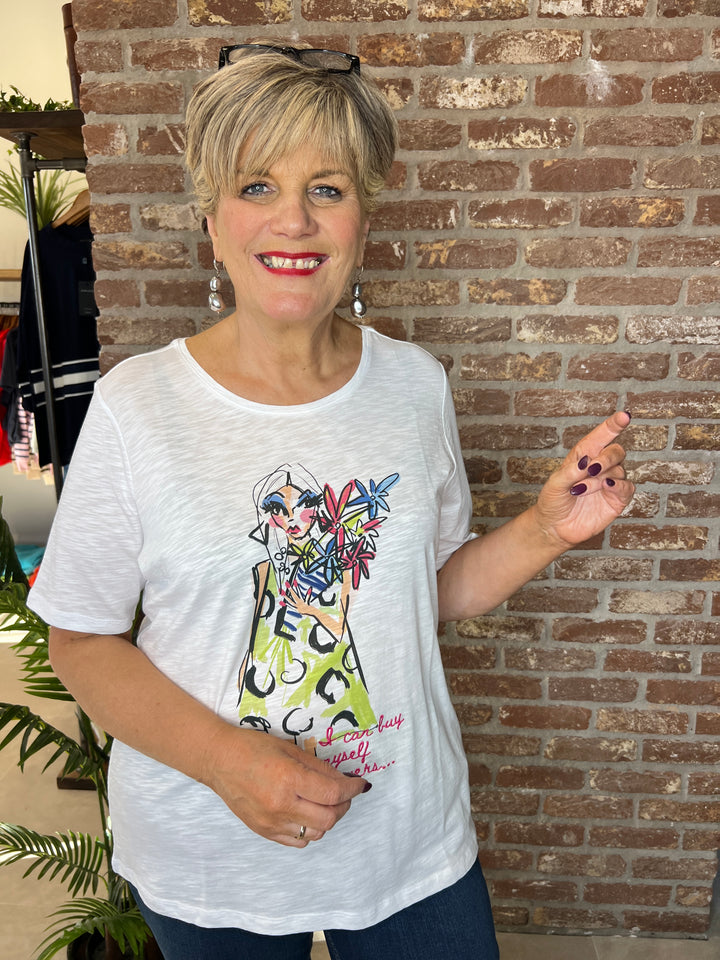 Milano Italy Lady Print T-shirt In Off White