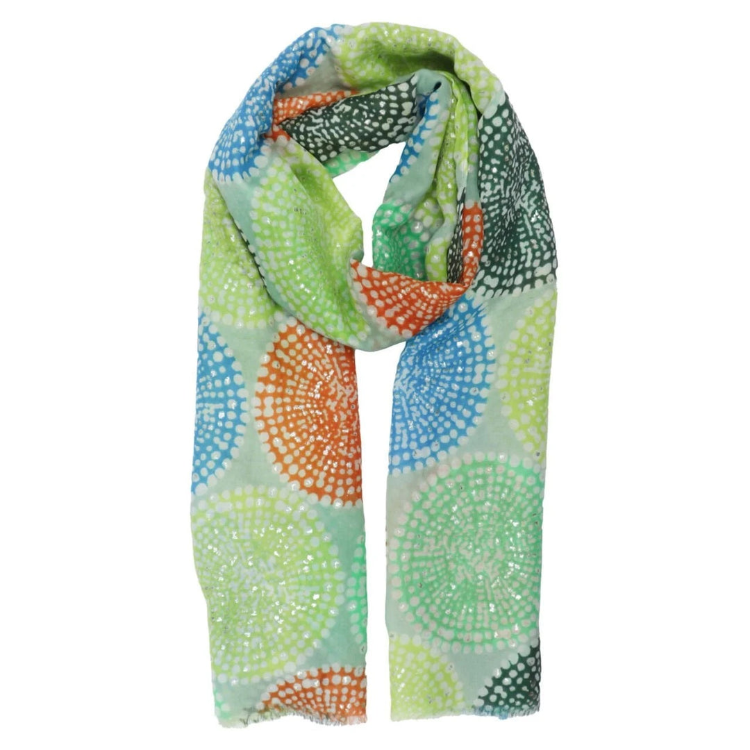 Polly Multi Spots With Metallic Scarf In Green