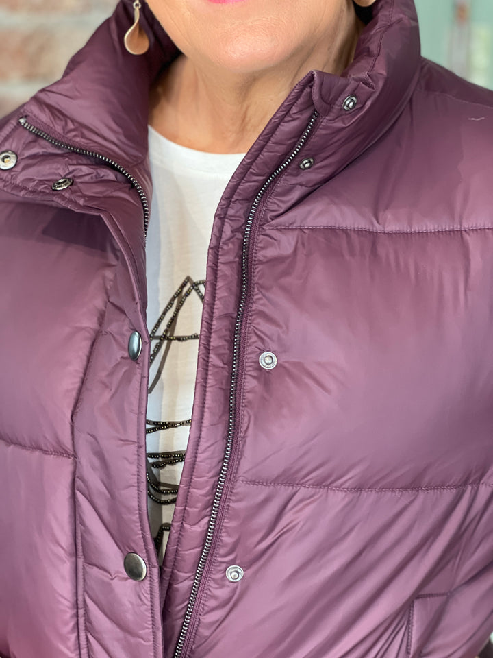 Milano Italy Padded Mix Jacket In Vino