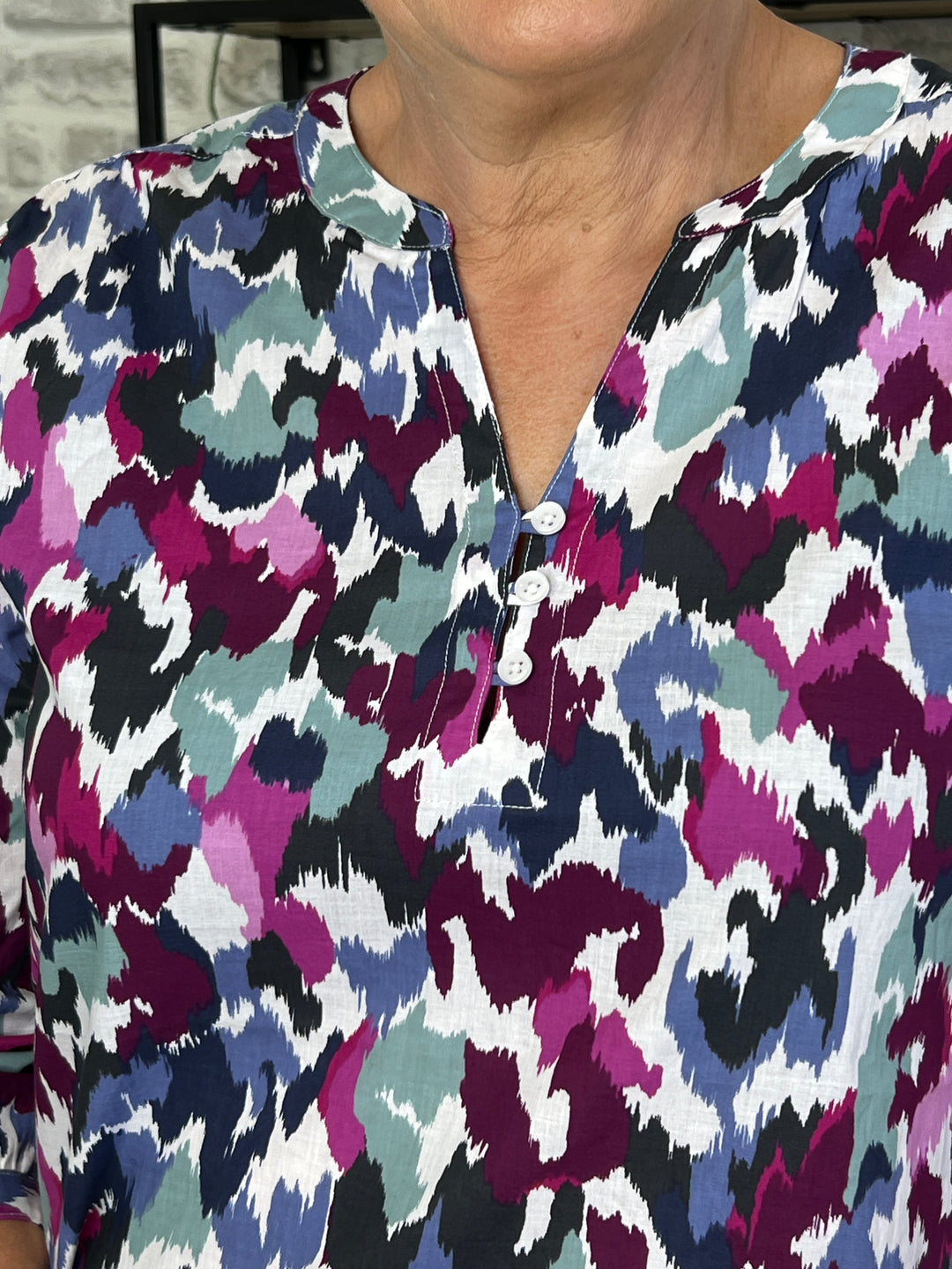 Cecil Patterned Cotton Blouse In Vanilla White