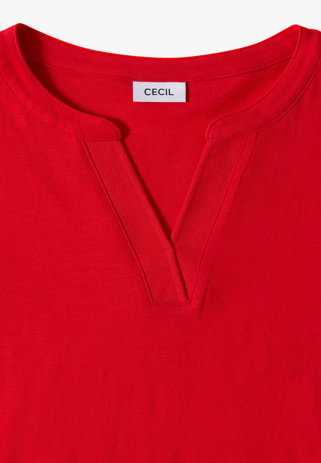 Cecil Split Neck Top In Fiery Red