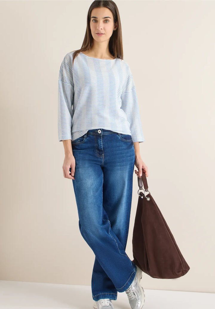 Cecil Wavy Striped Top In Cloud Blue