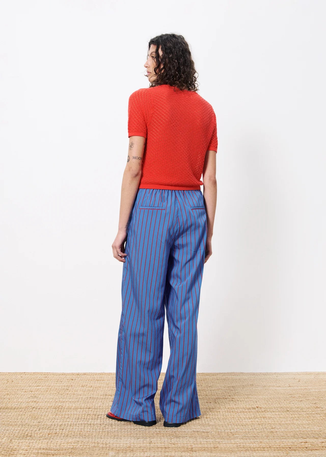 FRNCH Edeline Striped Trousers In Electric Blue