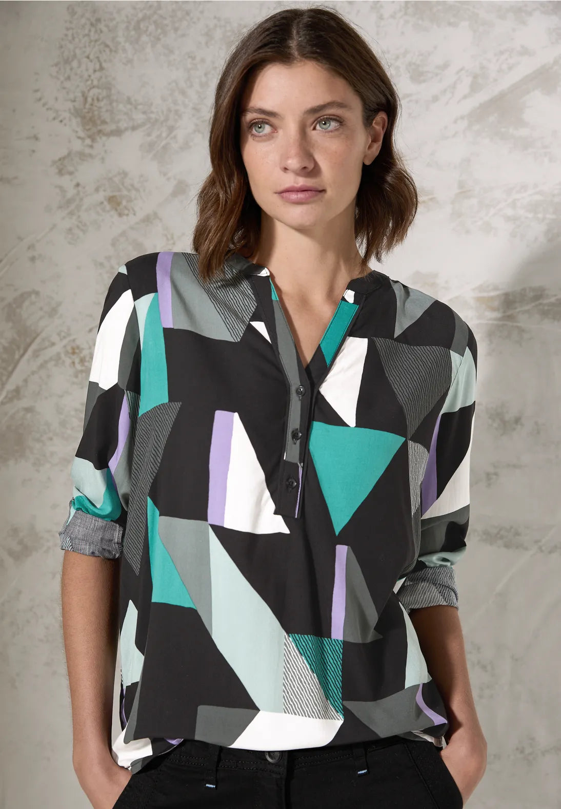 Cecil Multicoloured Print Blouse In Black