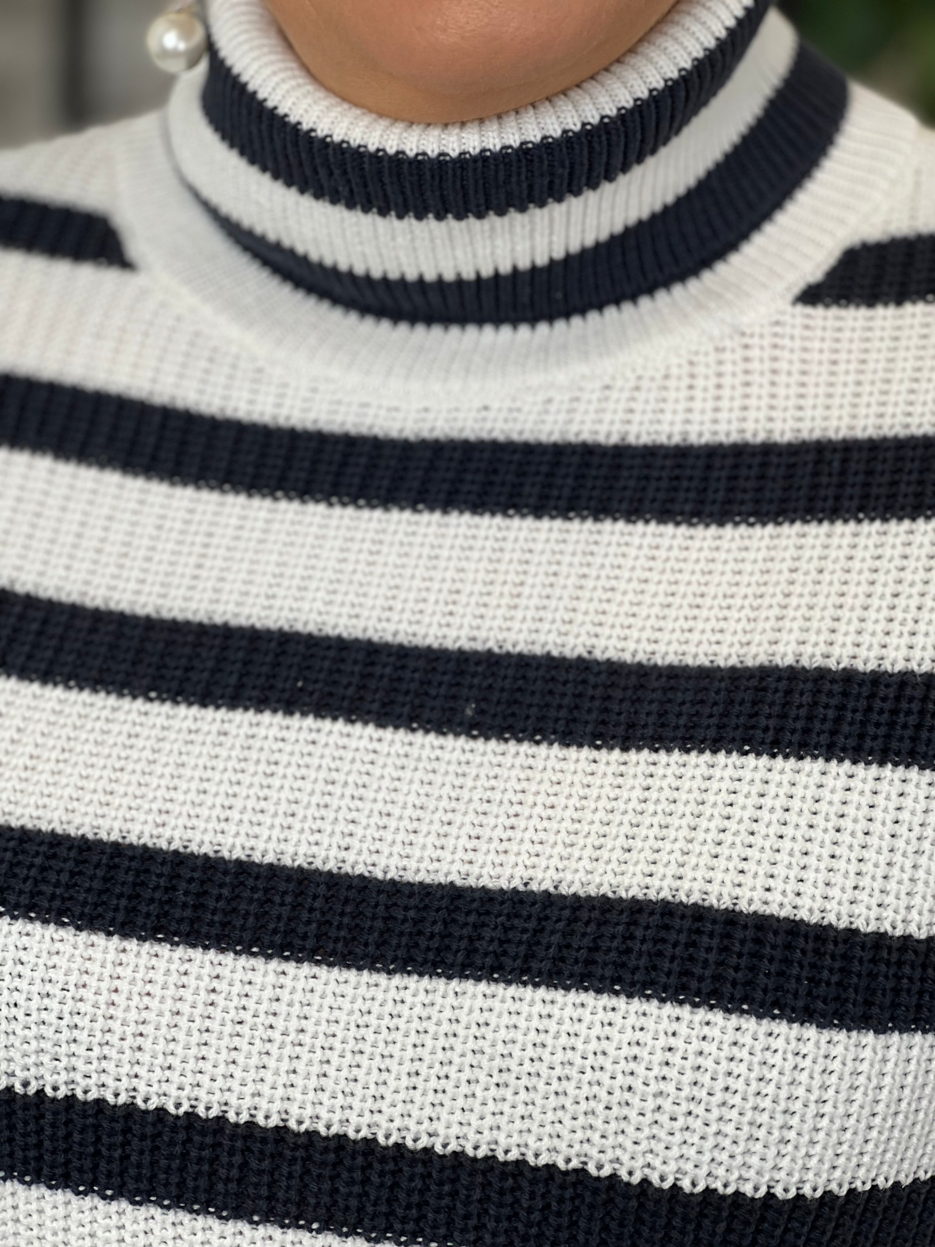 Monari Striped Jumper In Navy & Off white