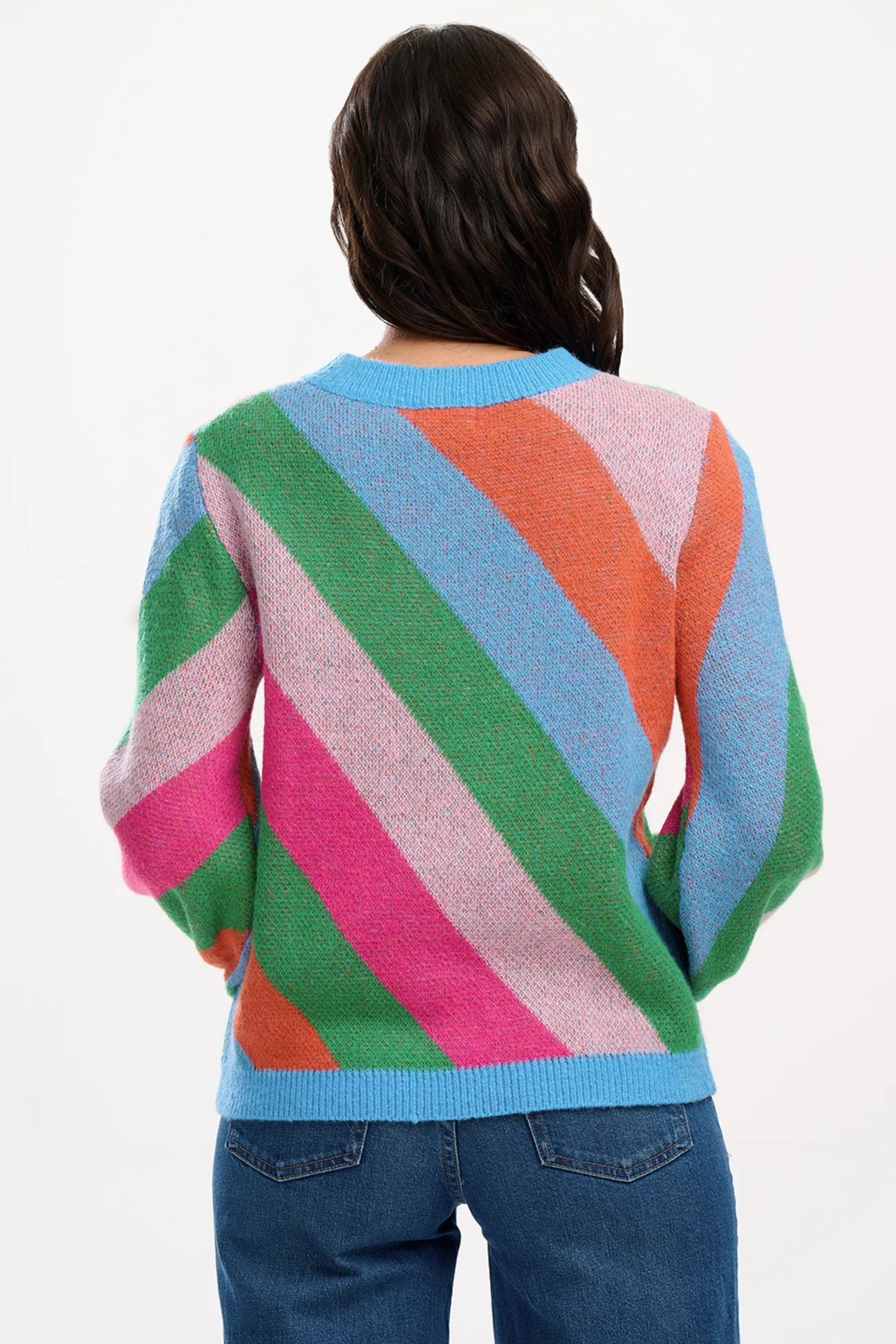 Sugarhill Brighton Essie Diagonal Stripes Jumper In Multi