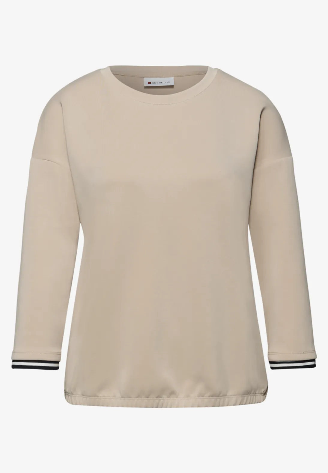 Street One sweatshirt With Stripe In Cotton Beige