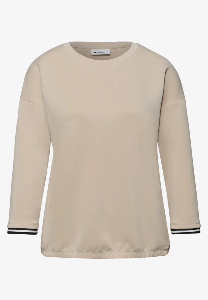 Street One sweatshirt With Stripe In Cotton Beige