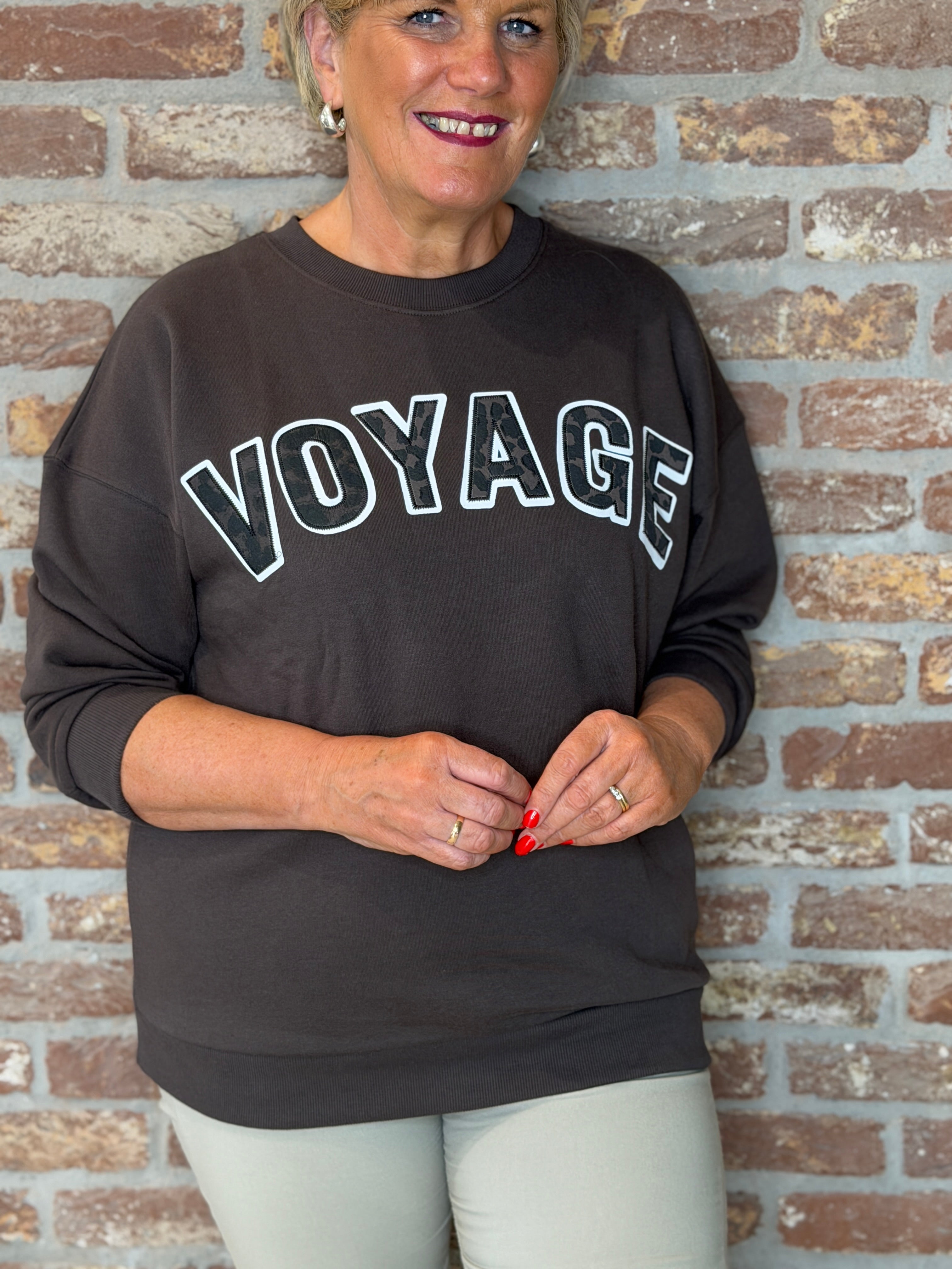 Oui Voyage Jumper With Leopard in brown