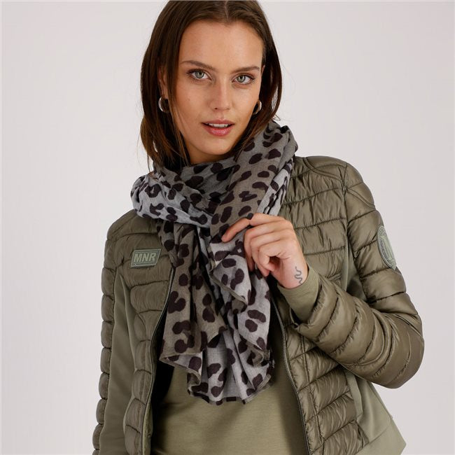 Monari Scarf With Leopard Print In Green Tea