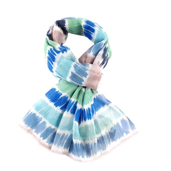 Amelia Stripe Print Scarf In Blue