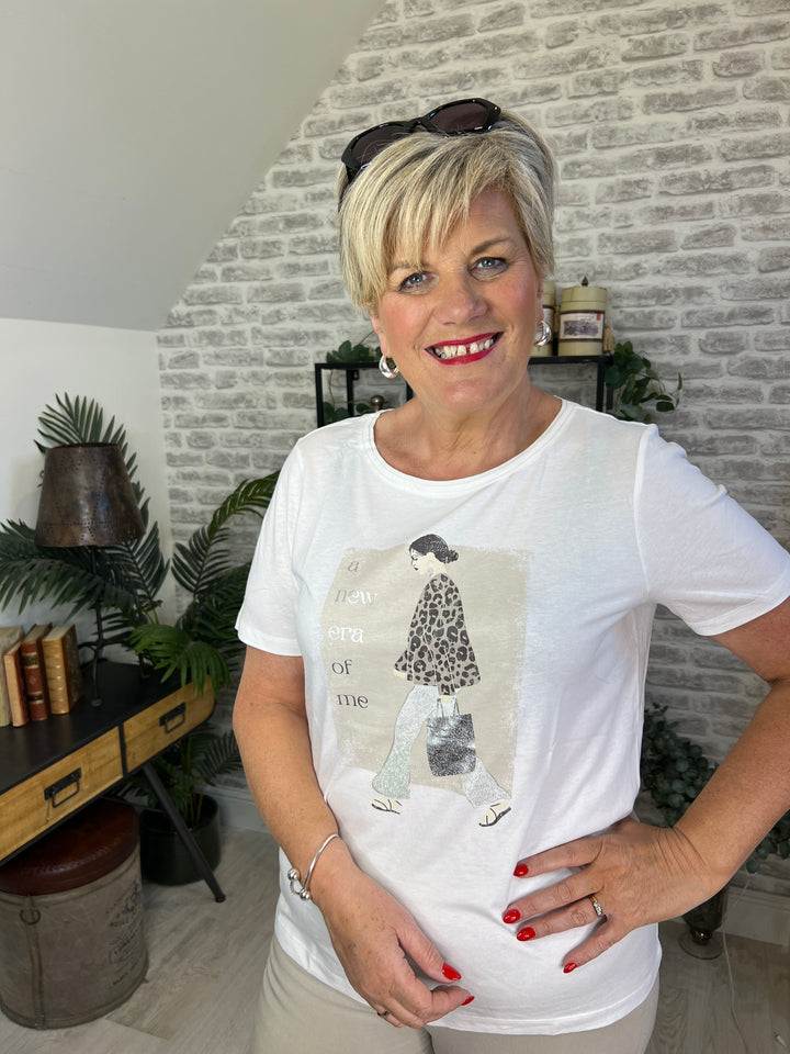 Street One Lady Print t-shirt In off white