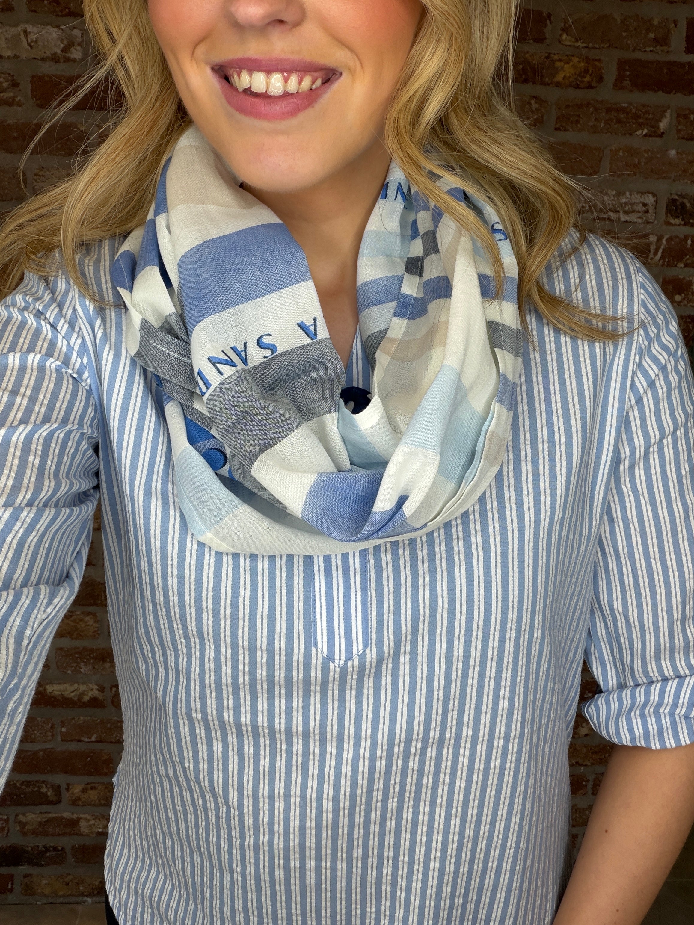 Cecil woven stripe Snood In Universal blue