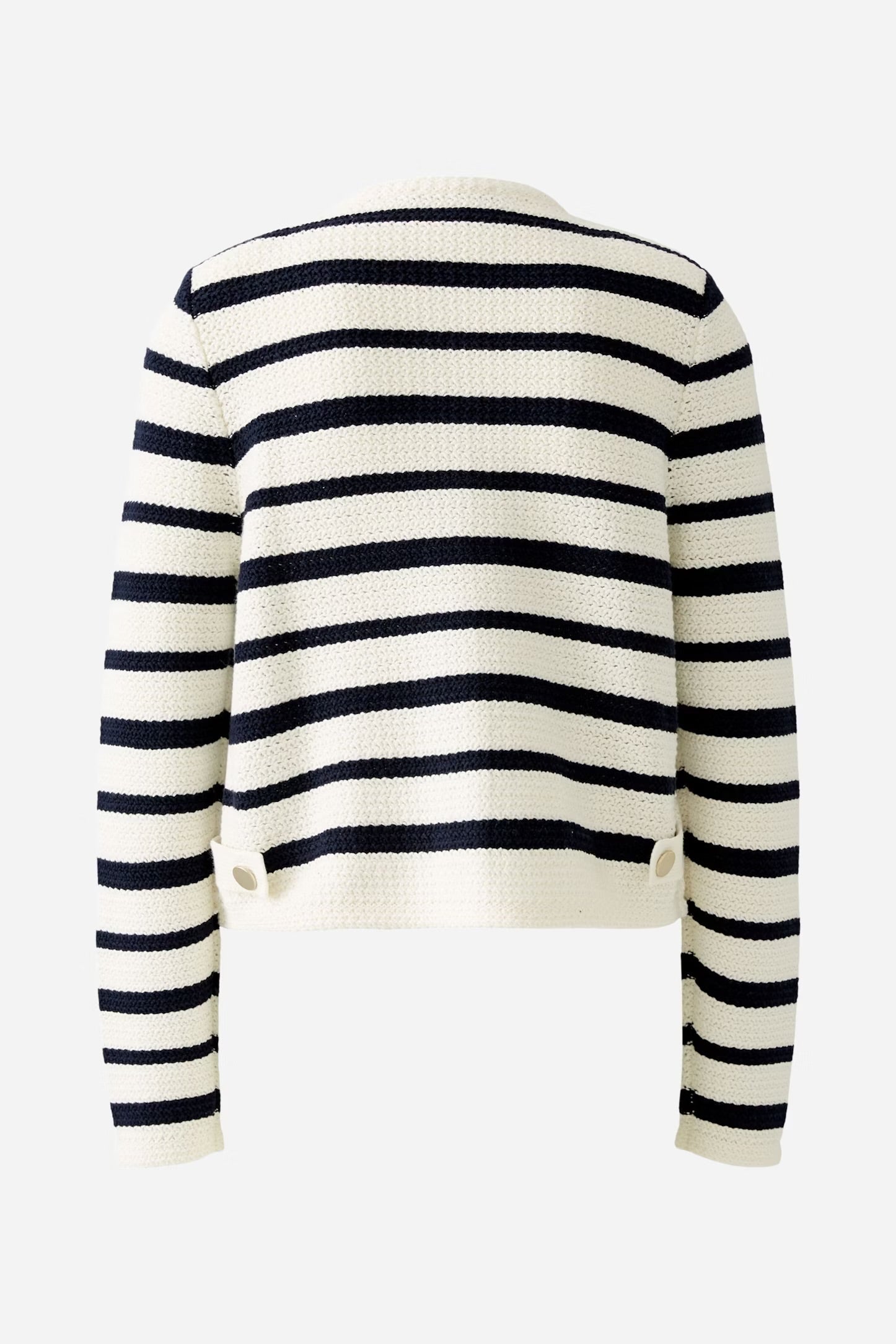 Oui Striped Cardigan In navy & White