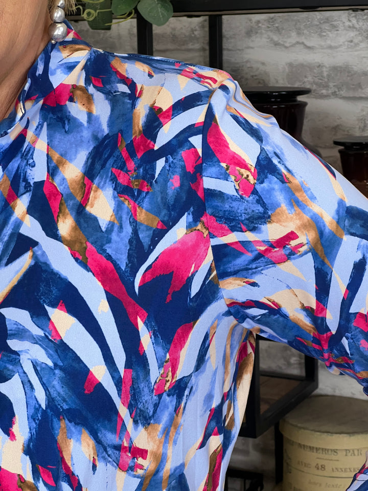 Yew Multicoloured Top With Collar In Red & Blue