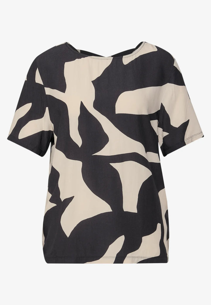 Street One Printed Top In Whole Grain Grey
