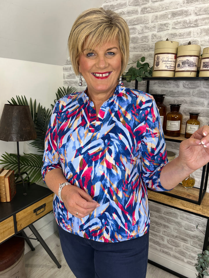 Yew Multicoloured Top With Collar In Red & Blue
