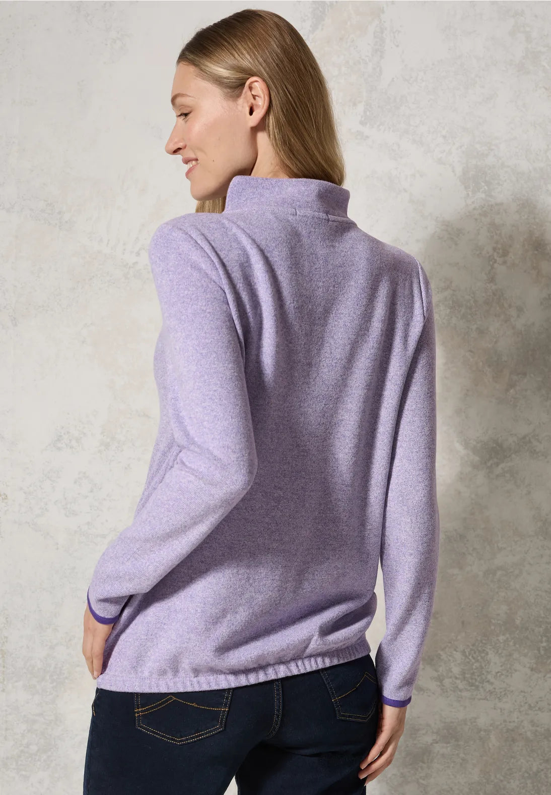 Cecil Cosy Zipped Sweatshirt In Lilac Melange