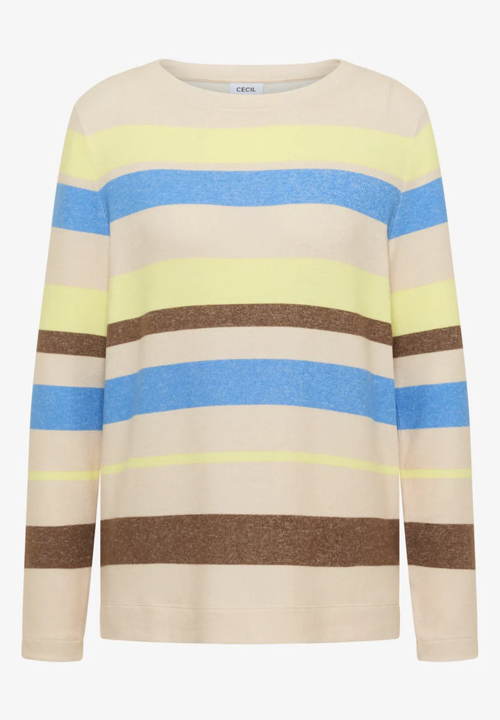 Cecil Striped Pullover In Urban Taupe Melange