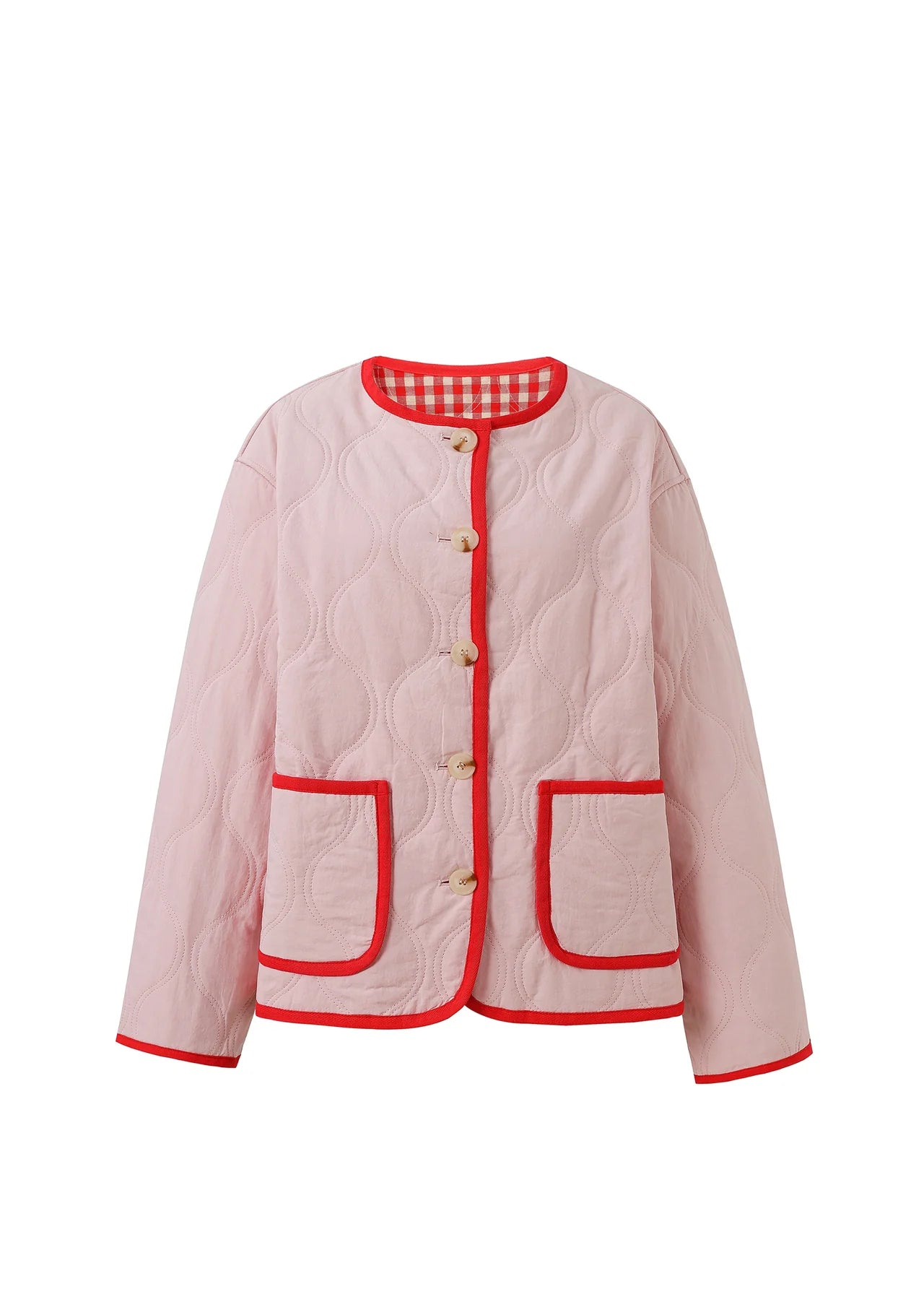 FRNCH Quilted Reversible Jacket In Pink Multi