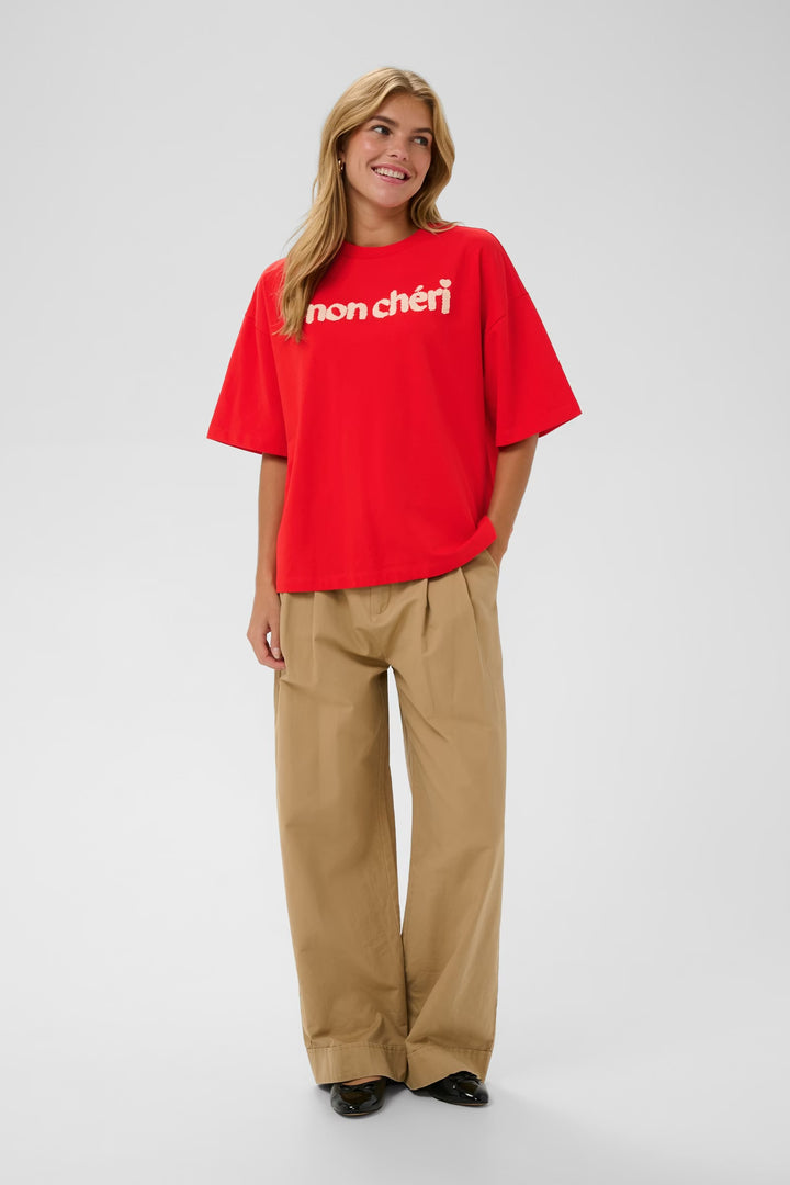 Saint Tropez Slogan Sweatshirt In Fiery Red