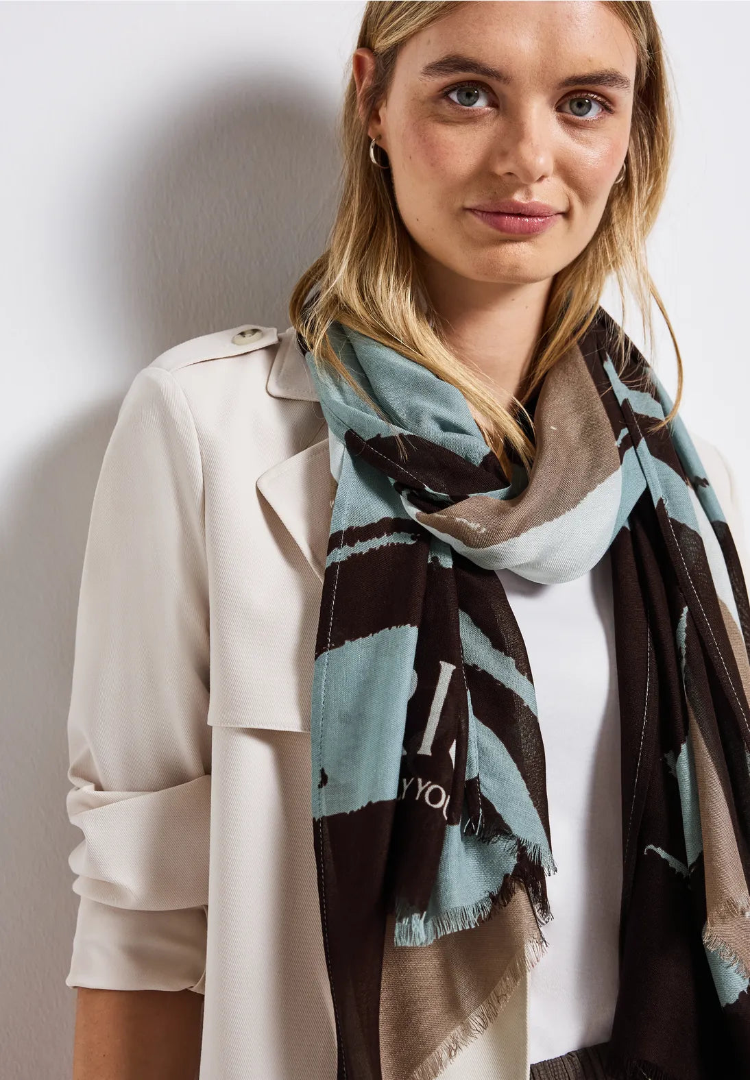 Street One Print Scarf In Arona Blue