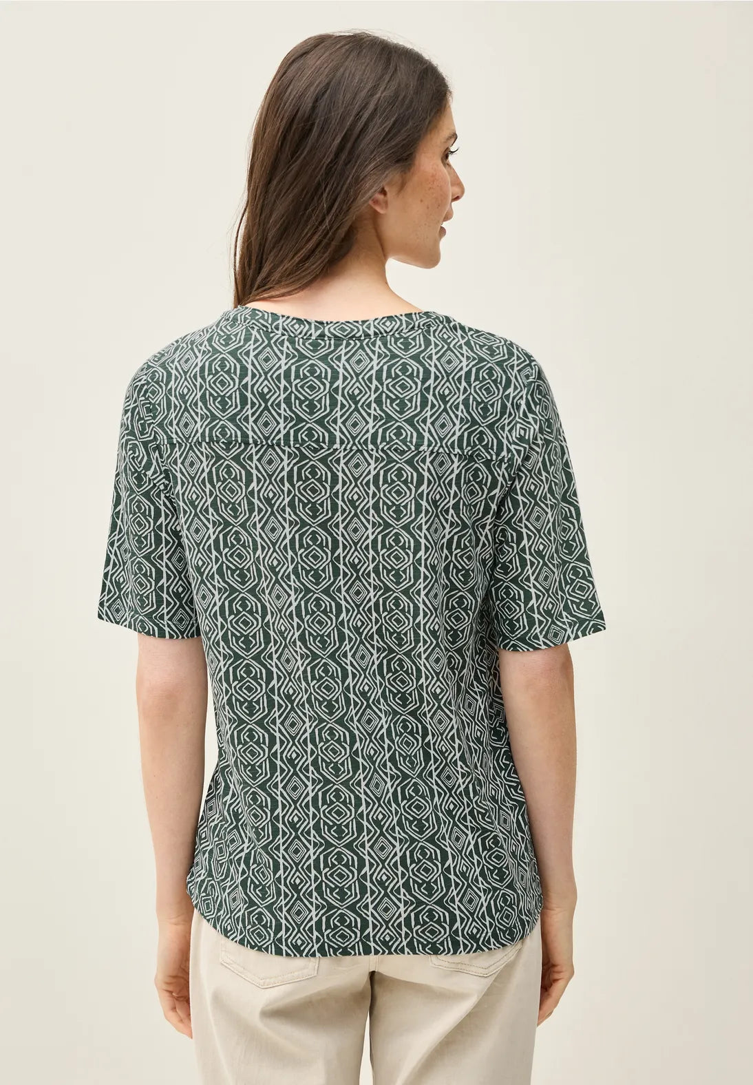 Cecil Minimal Split Neck Top In Balmy Khaki