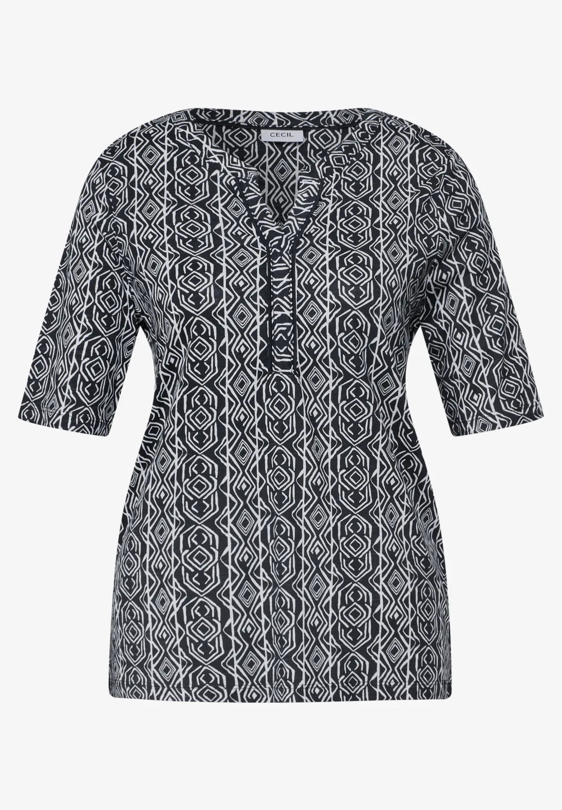 Cecil Minimal Split Neck Top In Universal Blue