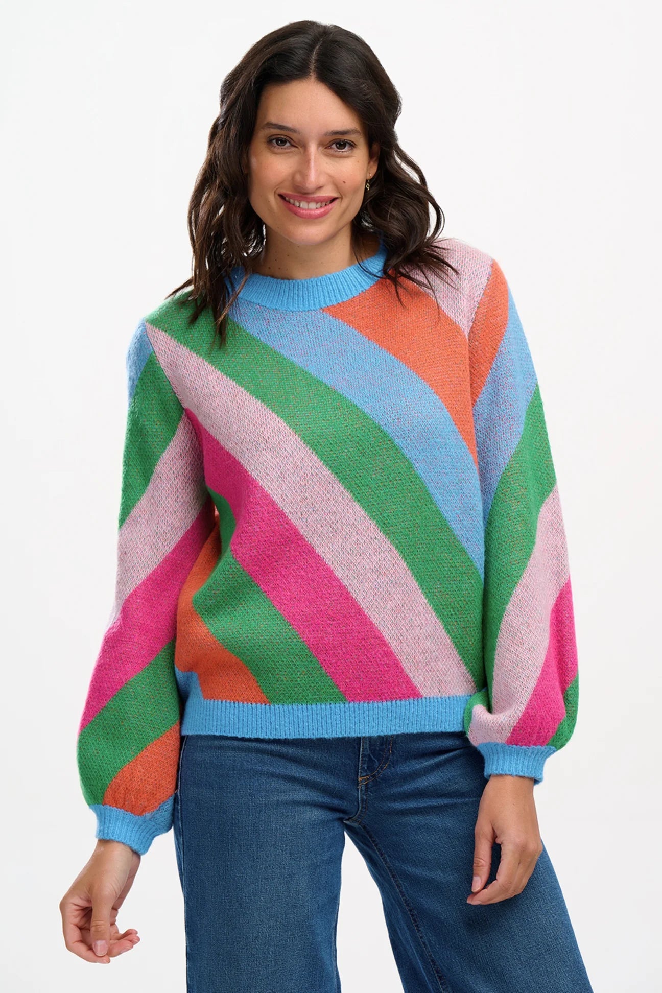 Sugarhill Brighton Essie Diagonal Stripes Jumper In Multi